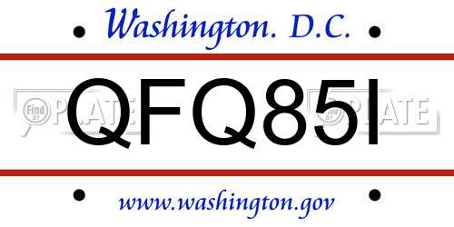 QFQ85I District Of Columbia License Plate