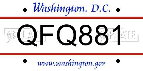 QFQ881 District Of Columbia License Plate