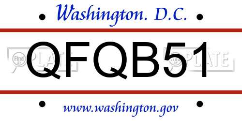 QFQB51 District Of Columbia License Plate