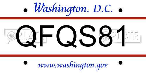 QFQS81 District Of Columbia License Plate