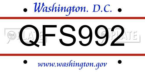 QFS992 District Of Columbia License Plate