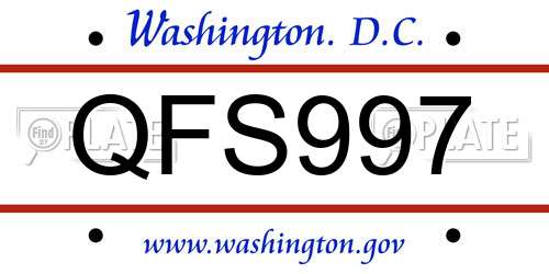QFS997 District Of Columbia License Plate