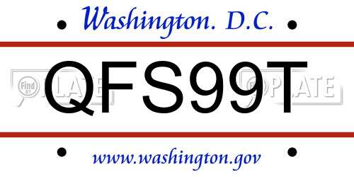 QFS99T District Of Columbia License Plate
