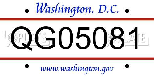 QG05081 District Of Columbia License Plate