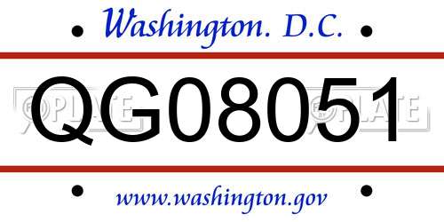 QG08051 District Of Columbia License Plate