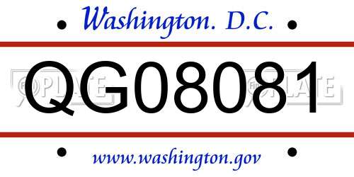 QG08081 District Of Columbia License Plate