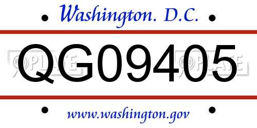 QG09405 District Of Columbia License Plate