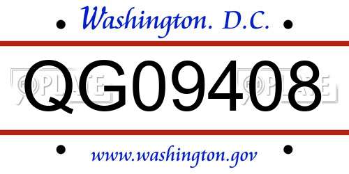 QG09408 District Of Columbia License Plate