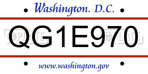 QG1E970 District Of Columbia License Plate