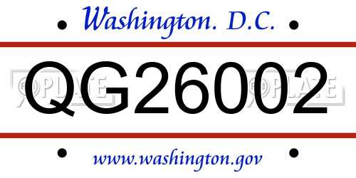 QG26002 District Of Columbia License Plate