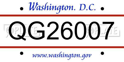 QG26007 District Of Columbia License Plate