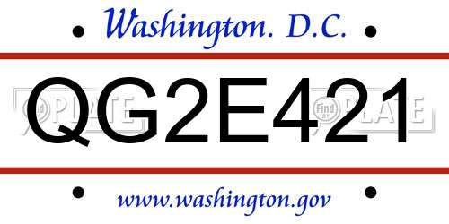 QG2E421 District Of Columbia License Plate