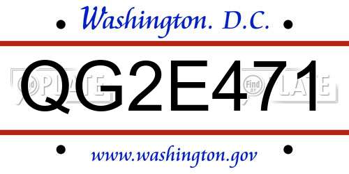 QG2E471 District Of Columbia License Plate