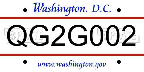 QG2G002 District Of Columbia License Plate