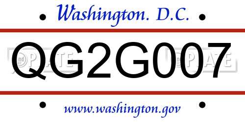 QG2G007 District Of Columbia License Plate