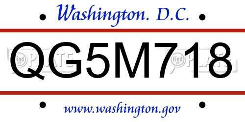 QG5M718 District Of Columbia License Plate