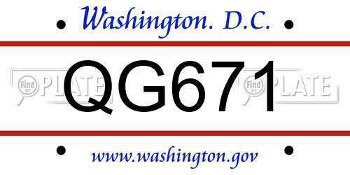 QG671 District Of Columbia License Plate