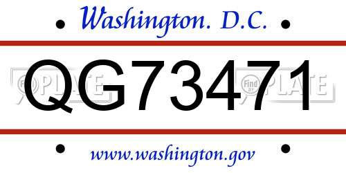 QG73471 District Of Columbia License Plate