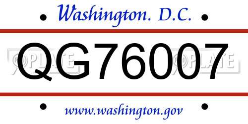 QG76007 District Of Columbia License Plate