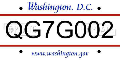 QG7G002 District Of Columbia License Plate