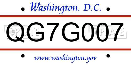 QG7G007 District Of Columbia License Plate
