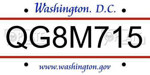 QG8M715 District Of Columbia License Plate