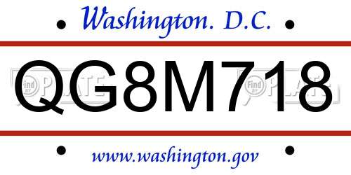 QG8M718 District Of Columbia License Plate