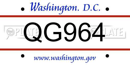 QG964 District Of Columbia License Plate