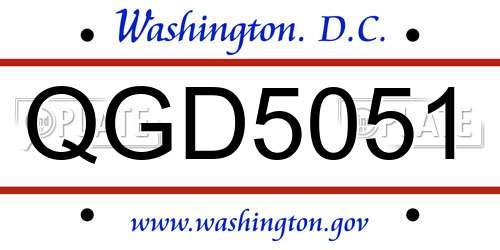 QGD5051 District Of Columbia License Plate