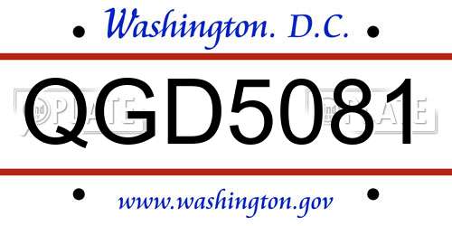 QGD5081 District Of Columbia License Plate