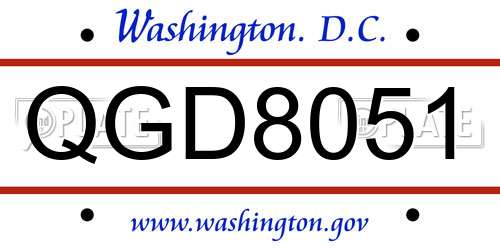QGD8051 District Of Columbia License Plate