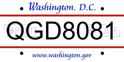 QGD8081 District Of Columbia License Plate