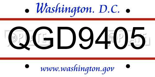 QGD9405 District Of Columbia License Plate