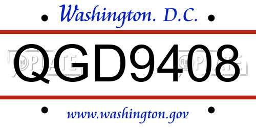 QGD9408 District Of Columbia License Plate