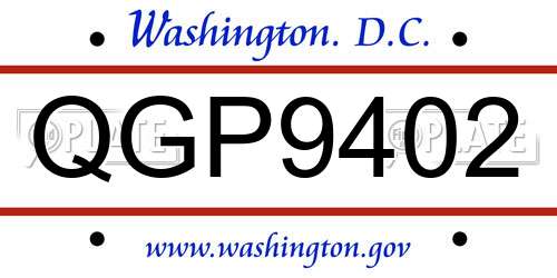 QGP9402 District Of Columbia License Plate