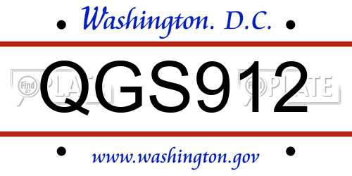 QGS912 District Of Columbia License Plate