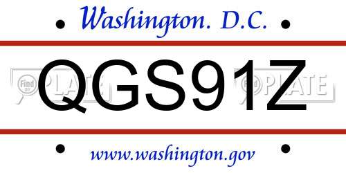 QGS91Z District Of Columbia License Plate