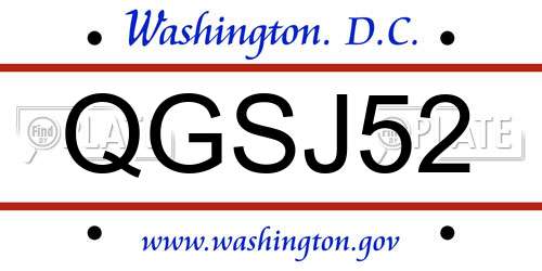 QGSJ52 District Of Columbia License Plate