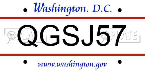 QGSJ57 District Of Columbia License Plate