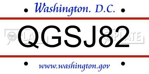 QGSJ82 District Of Columbia License Plate
