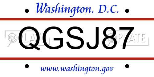 QGSJ87 District Of Columbia License Plate