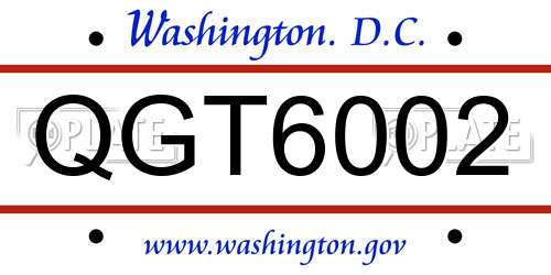 QGT6002 District Of Columbia License Plate