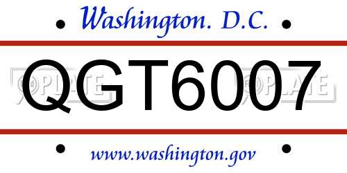 QGT6007 District Of Columbia License Plate