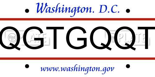 QGTGQQT District Of Columbia License Plate