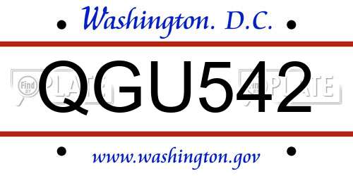 QGU542 District Of Columbia License Plate