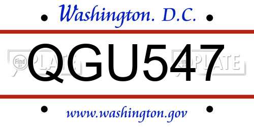 QGU547 District Of Columbia License Plate
