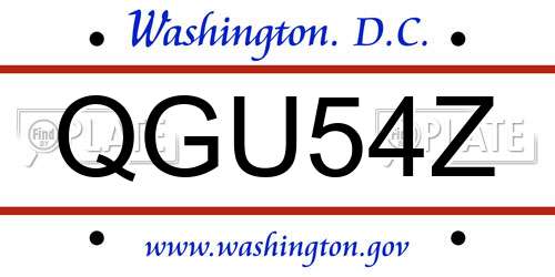 QGU54Z District Of Columbia License Plate