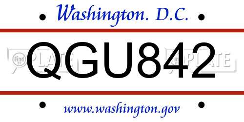 QGU842 District Of Columbia License Plate