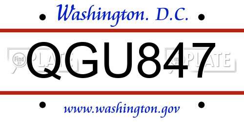 QGU847 District Of Columbia License Plate