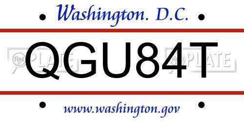 QGU84T District Of Columbia License Plate